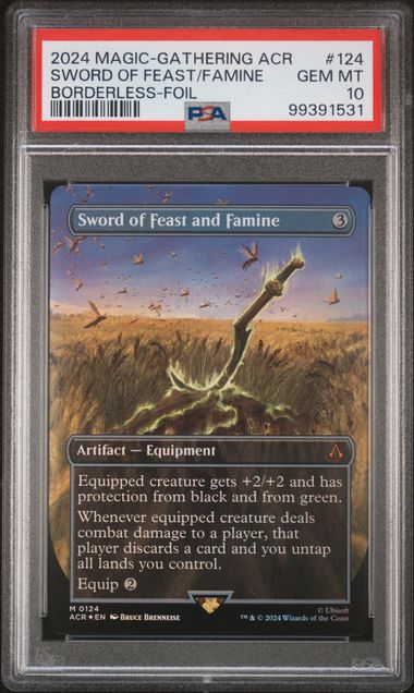 Sword of Feast and Famine #124 (Borderless Foil) - MTG Assassin's Creed (ACR) - PSA 10