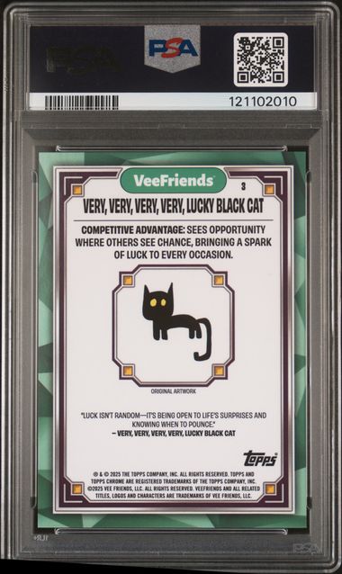 2025 Topps VeeFriends – Very, Very, Very, Very Lucky Black Cat #3 – Blue Eyes – PSA 9