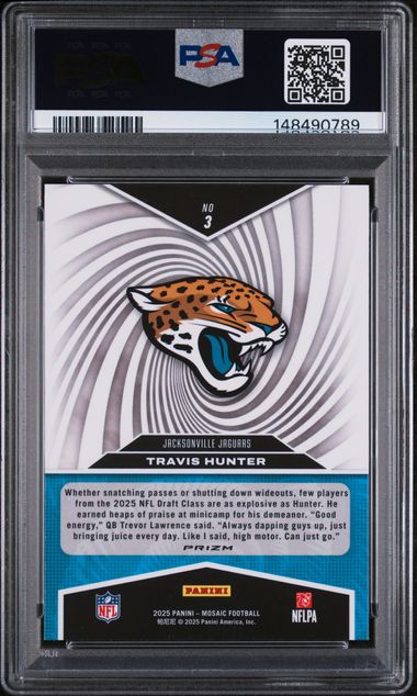 2025 Panini Mosaic Travis Hunter Storm Silver RC PSA 10 GEM MINT Jaguars