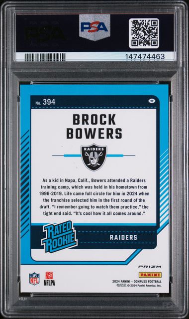 2024 Donruss Optic Preview – Brock Bowers Red Pandora #394 RC – PSA 10