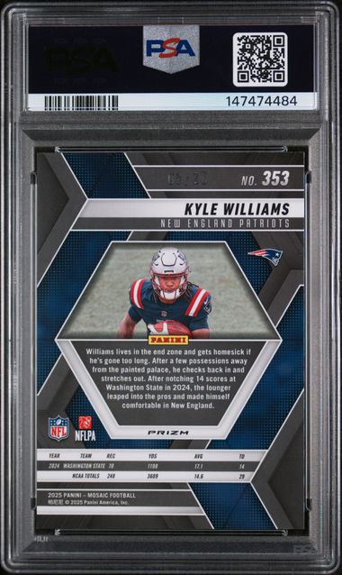 2025 Panini Mosaic – Kyle Williams Cherry Blossom Choice #353 RC /20 – PSA 10