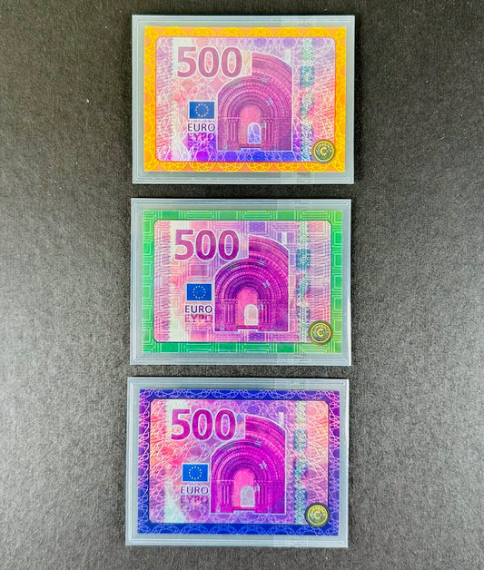 Cardsmiths Series 3 – €500 European Central Bank Note #11 – Mini Bow (Beryl / Emerald / Amethyst)