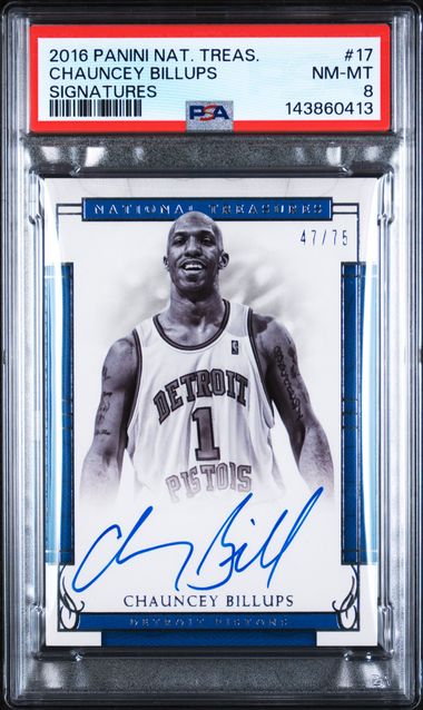 2016 Panini National Treasures – Chauncey Billups #17 – Signatures Auto 47/75 – PSA 8 NM-MT