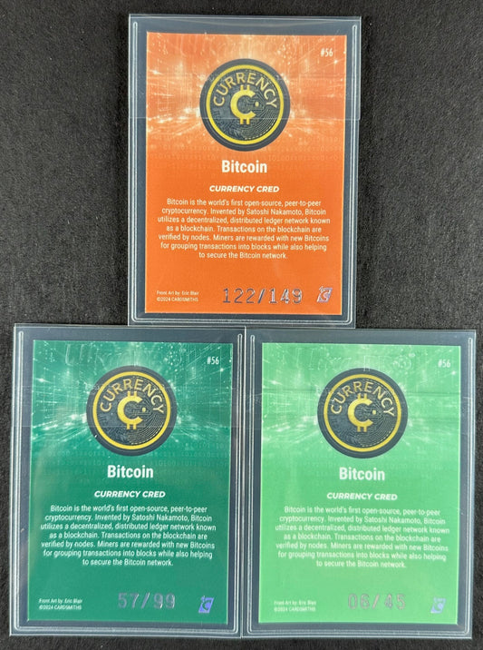 Cardsmiths Series 4 – Bitcoin #56 – Beryl 122/149, Emerald 57/99, Jade 06/45 (3-Card Bundle)