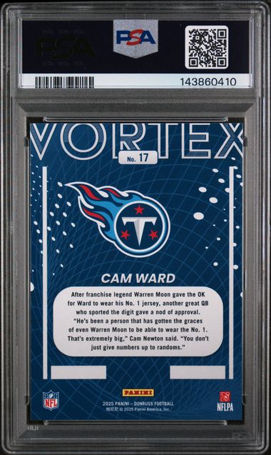 2025 Panini Donruss – Cam Ward #17 – Vortex Insert – PSA 9 MINT