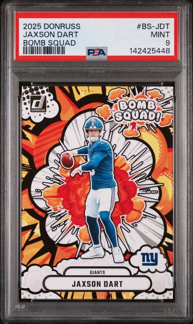 2025 Donruss – Jaxson Dart Bomb Squad #BS-JDT – PSA 9 MINT