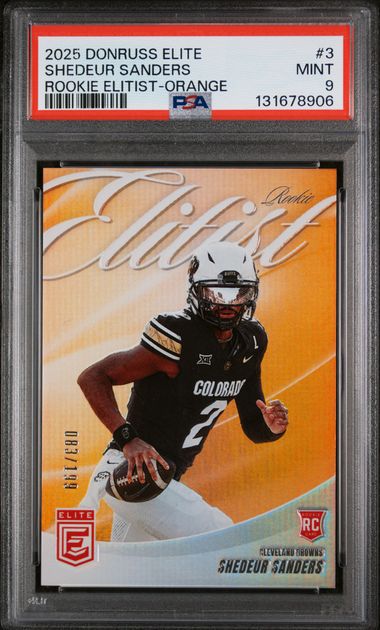 2025 Donruss Elite – Shedeur Sanders #3 – Rookie Elitist Orange – PSA 9