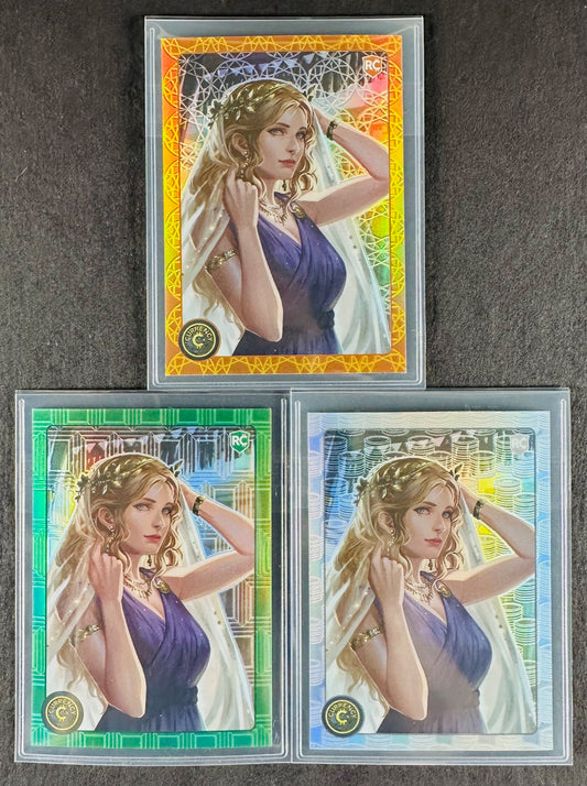 Cardsmiths Series 4 – Helen of Troy #7 – Emerald 49/99, Silver 12/50, Beryl 057/149 (3-Card Bundle)