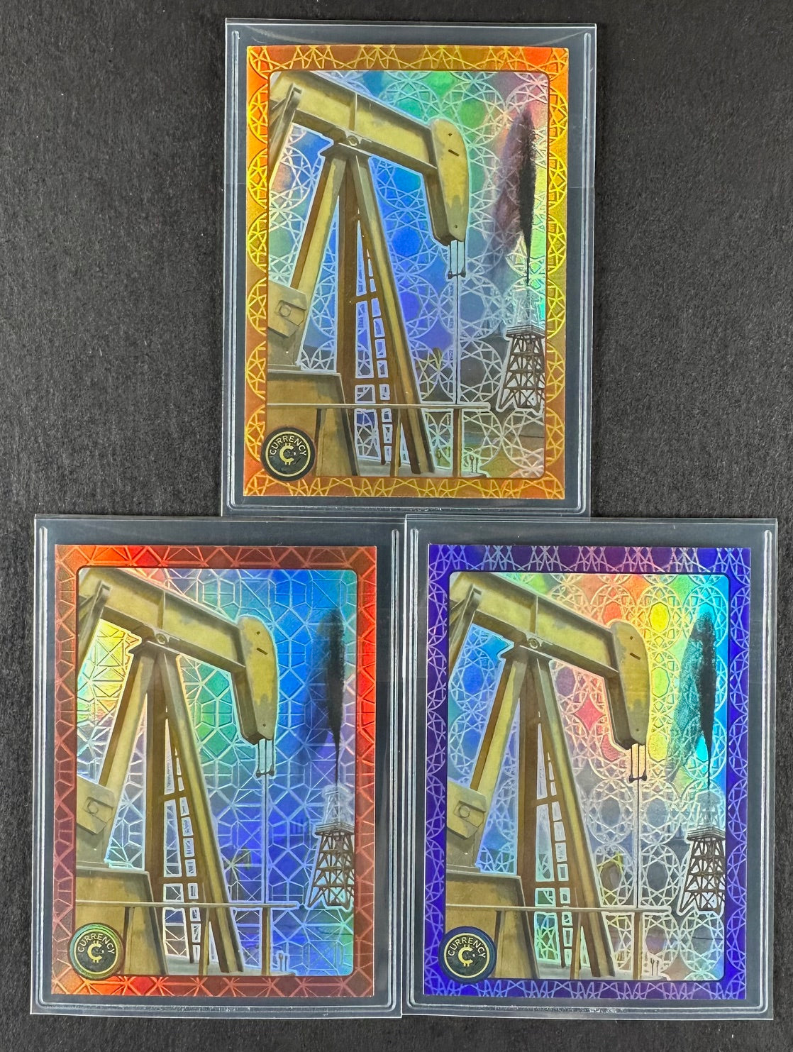 Cardsmiths Series 4 – Oil #57 – Emerald 90/99, Amethyst 43/49, Beryl 106/149 (3-Card Bundle)
