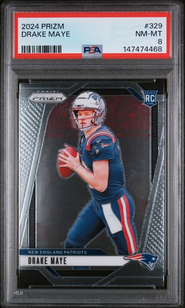 2024 Panini Prizm – Drake Maye #329 RC – PSA 8 (Alt Cert)
