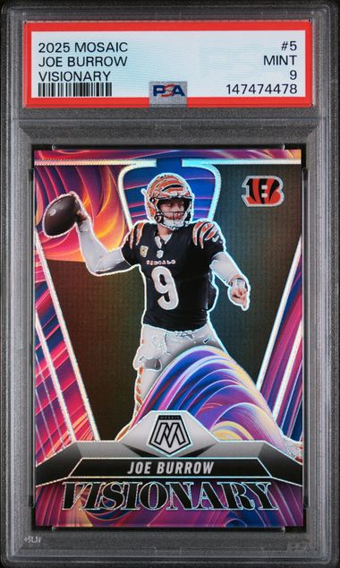 2025 Panini Mosaic – Joe Burrow Visionary #5 – PSA 9