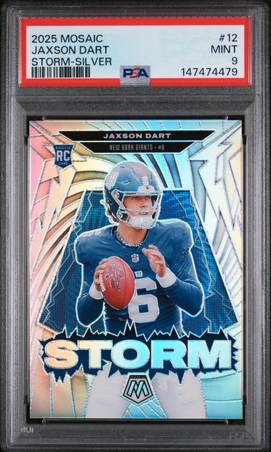2025 Panini Mosaic – Jaxson Dart Storm Silver #12 RC – PSA 9