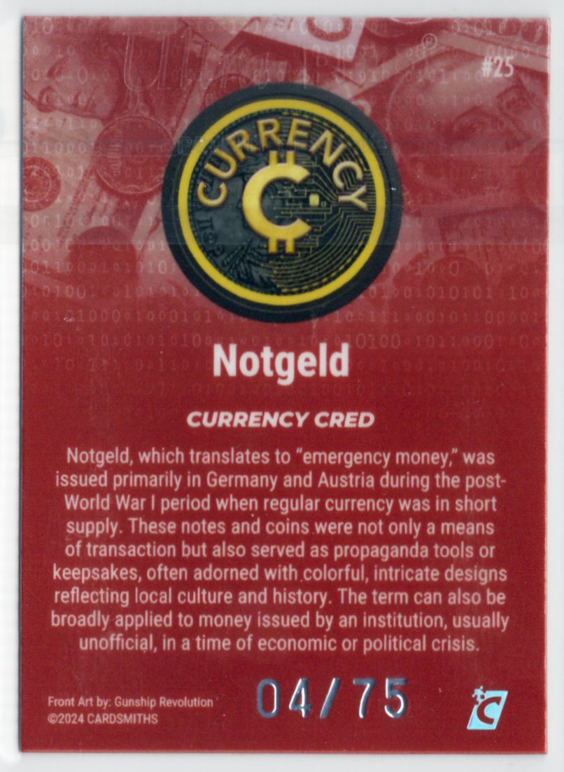 Cardsmiths Series 4 – Notgeld #25 – Garnet 04/75