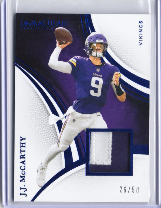 2025 Panini Immaculate Collection Football – J.J. McCarthy – Patch 26/50