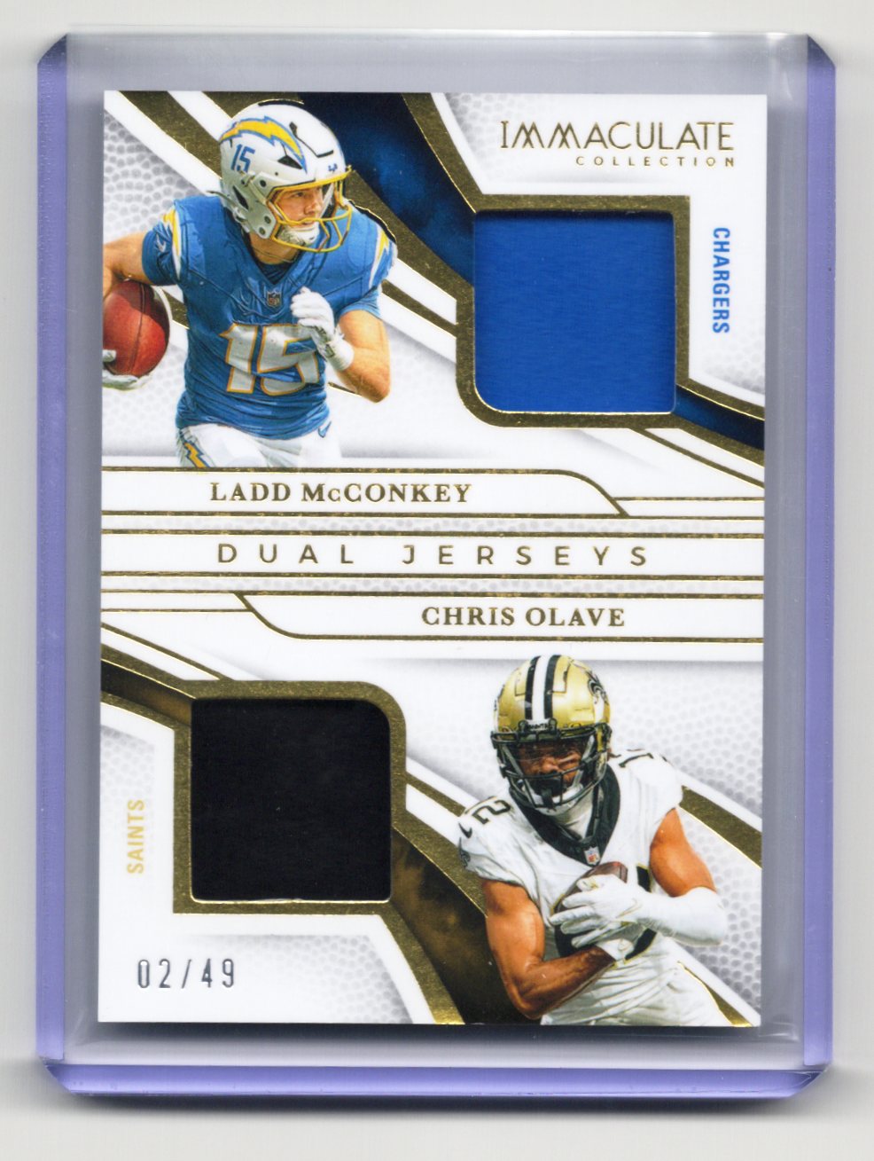 2025 Panini Immaculate Collection – Ladd McConkey / Chris Olave – Dual Jerseys 02/49