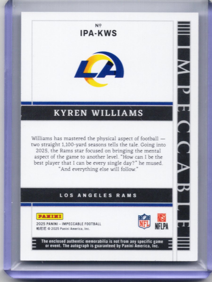 2025 Panini Impeccable – Kyren Williams – Impeccable Patch Autographs 21/49