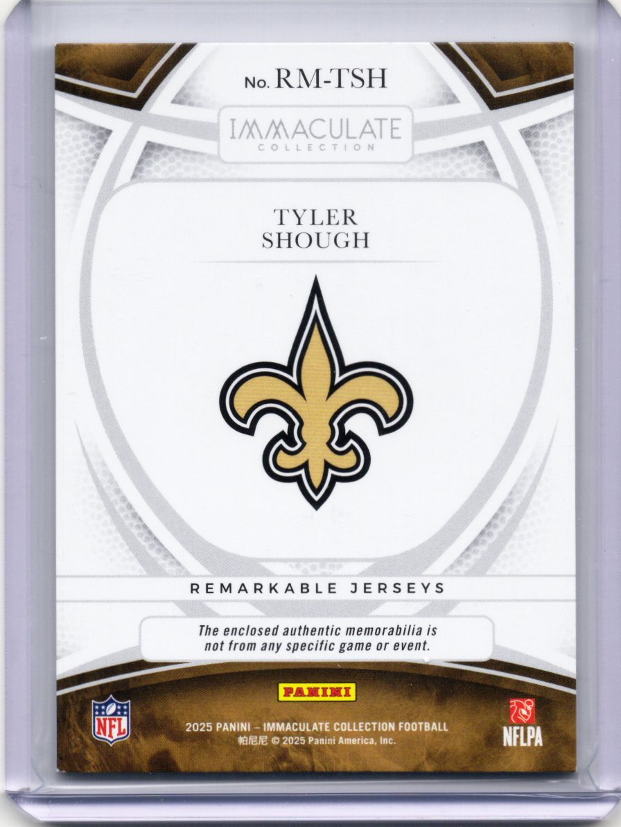 2025 Panini Immaculate Collection – Tyler Shough – Remarkable Jerseys /49