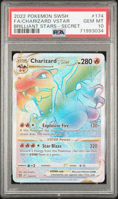 2022 Pokémon Brilliant Stars Charizard VSTAR #174 Secret Rare – PSA 10 GEM MINT