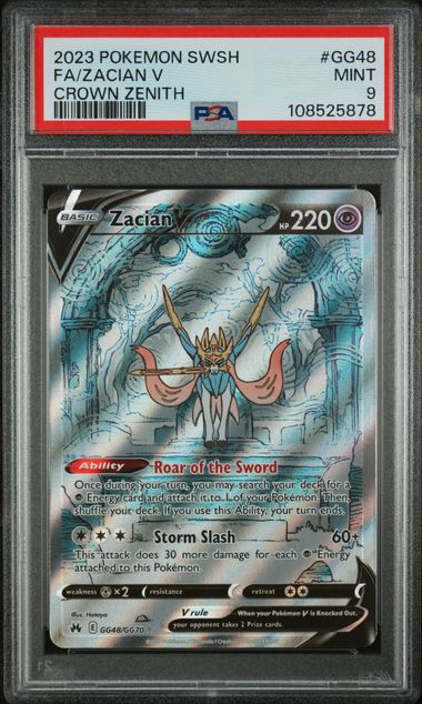 2023 Pokémon Crown Zenith - Zacian V #GG48 - Secret Rare - PSA 9