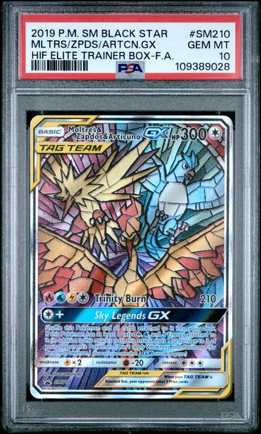 Pokémon Moltres Zapdos Articuno GX SM210 HIF Elite Trainer Box PSA 10 GEM MINT Tag Team
