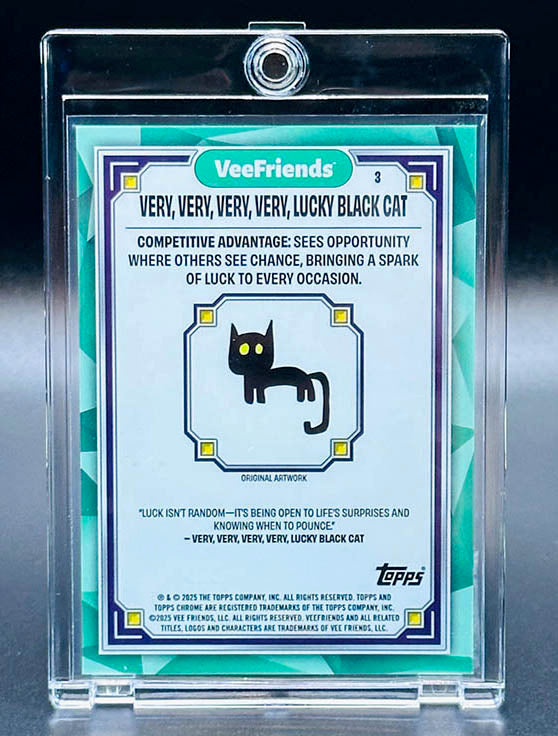VeeFriends Chrome Refractor – Very, Very, Very, Very Lucky Black Cat (Green Eyes | Rare)