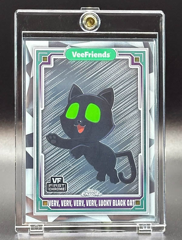VeeFriends Chrome Refractor – Very, Very, Very, Very Lucky Black Cat (Green Eyes | Rare)