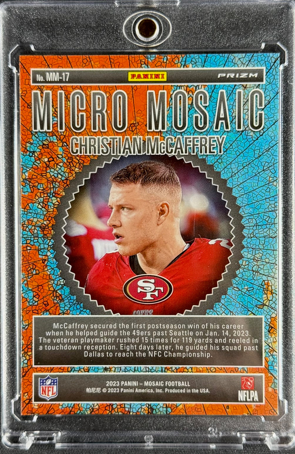 2023 Panini Mosaic – Christian McCaffrey Micro Mosaic #MM-17 – San Francisco 49ers