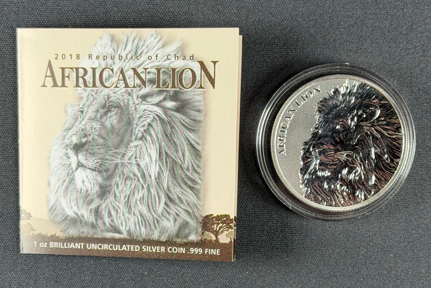 2018 Republic of Chad African Lion – 1 oz .999 Fine Silver BU