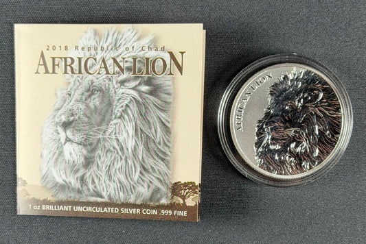 2018 Republic of Chad African Lion – 1 oz .999 Fine Silver BU