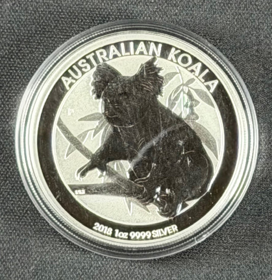 2018 Perth Mint Australian Koala – 1 oz .9999 Silver – $1 AUD – Uncirculated