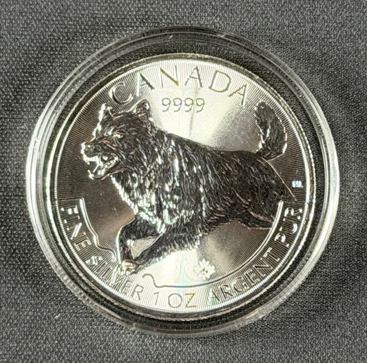2018 Canada Wolf – 1 oz .9999 Fine Silver – $5 CAD – Uncirculated