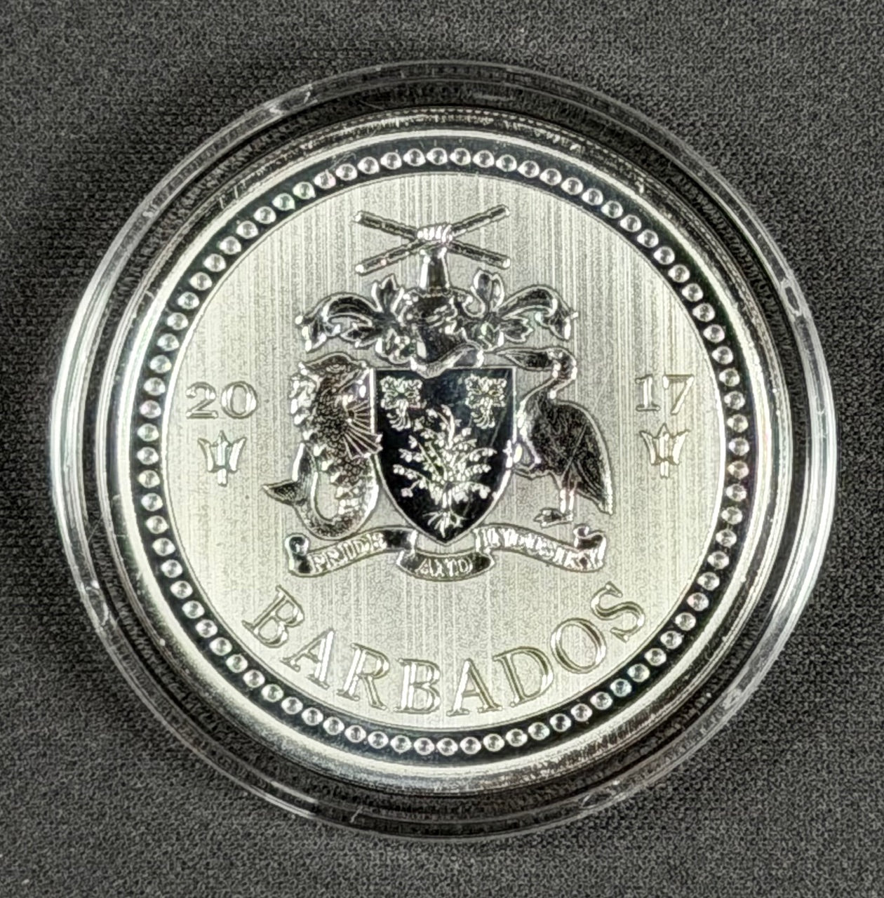 2017 Barbados Trident – 1 oz .999 Fine Silver – $1 Dollar – Scottsdale Mint