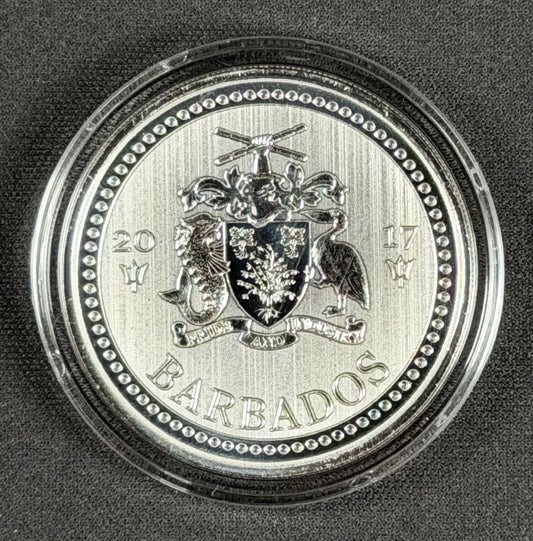 2017 Barbados Trident – 1 oz .999 Fine Silver – $1 Dollar – Scottsdale Mint