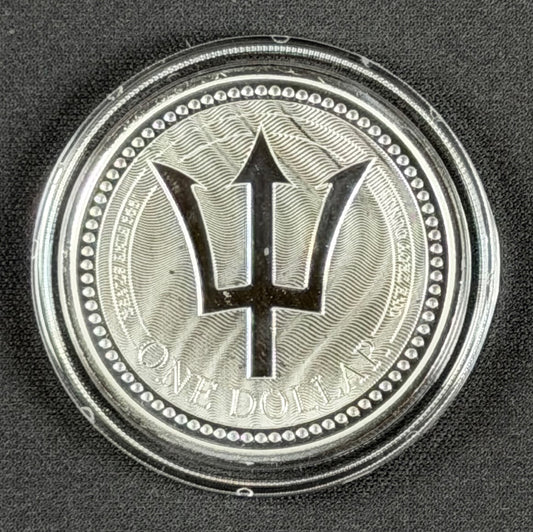 2017 Barbados Trident – 1 oz .999 Fine Silver – $1 Dollar – Scottsdale Mint
