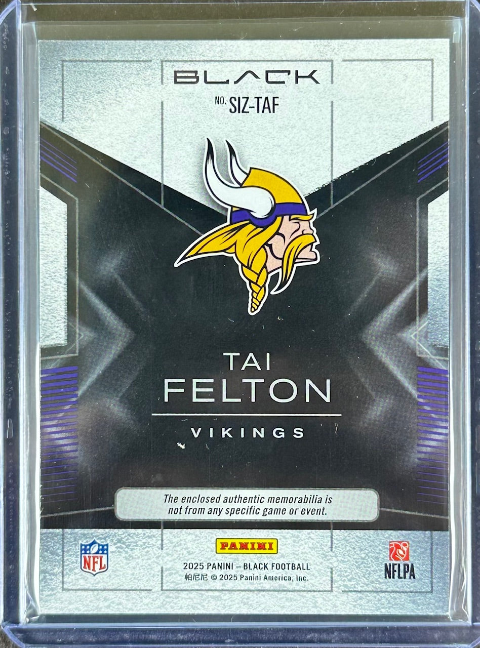 2025 Panini Black – Tai Felton #SIZ-TAF – Sizeable Rookie Patch 27/50