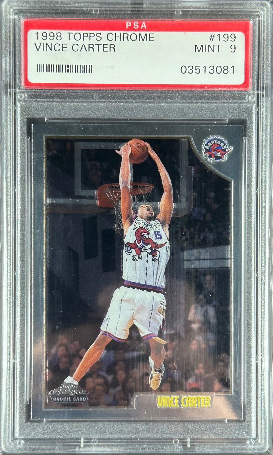 1998 Topps Chrome – Vince Carter #199 – Rookie Card – PSA 9 (Cert 03513081)