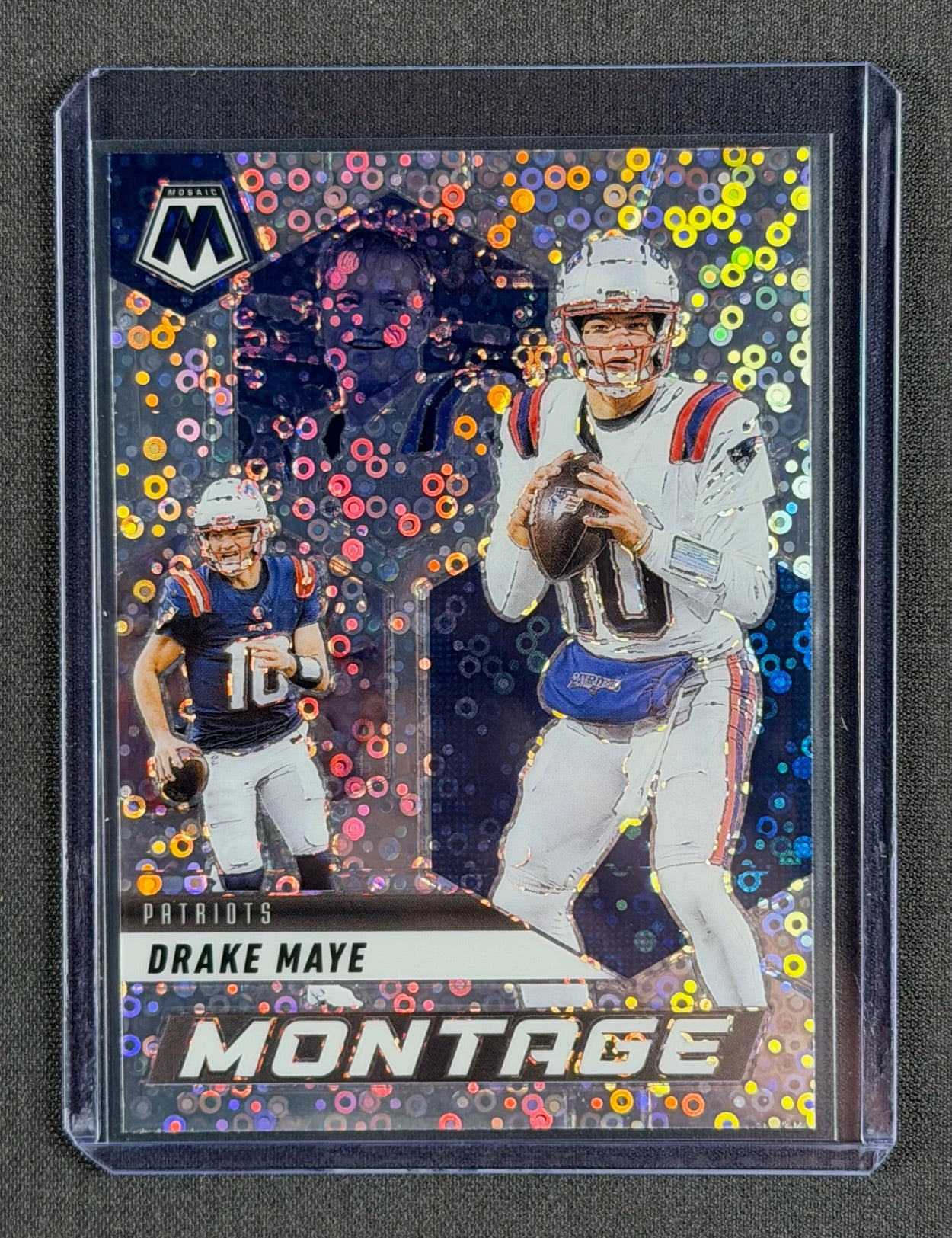 2025 Panini Mosaic – Montage Drake Maye #1 – No Huddle Silver Prizm