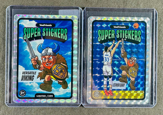 VeeFriends Super Stickers – Versatile Viking 2-Card Bundle – Manga Clouds /399 + Curry Crossover
