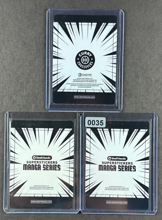 VeeFriends Super Stickers – Rare Robot 3-Card Bundle – Green Splash /99 + Manga Clouds /399 + Curry Crossover