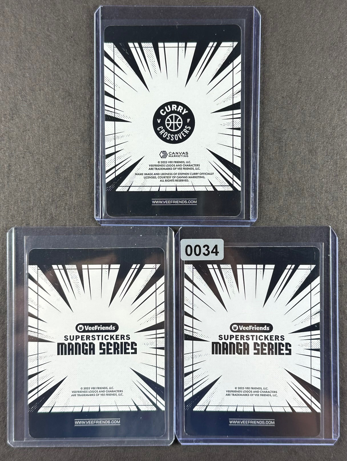 VeeFriends Super Stickers – Logical Lion 3-Card Bundle – Green Splash /99 + Manga Clouds /399 + Curry Crossover