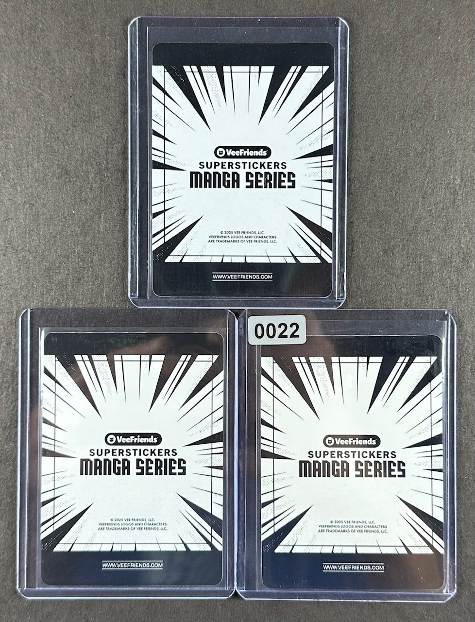VeeFriends Super Stickers – Warm Wolverine 3-Card Bundle – Purple Splash /55 + Blue Splash /299 + Manga Clouds /399