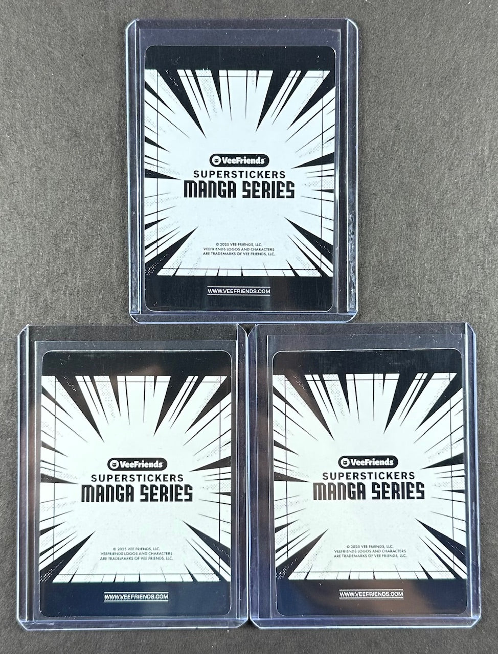 VeeFriends Super Stickers – Likable Leopard 3-Card Bundle – Green Splash /99 + Orange Splash /199 + Purple Splash /55