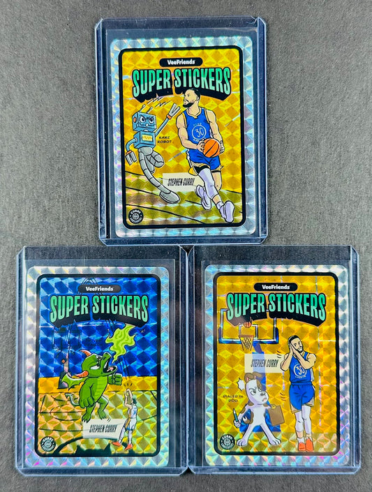 VeeFriends Super Stickers – Curry Crossovers 3-Card Bundle – Rare Robot + Driven Dragon + Dialed In Dog
