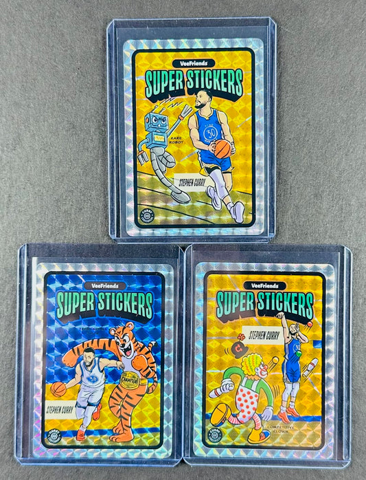 VeeFriends Super Stickers – Curry Crossovers 3-Card Bundle – Rare Robot + Tremendous Tiger + Competitive Clown