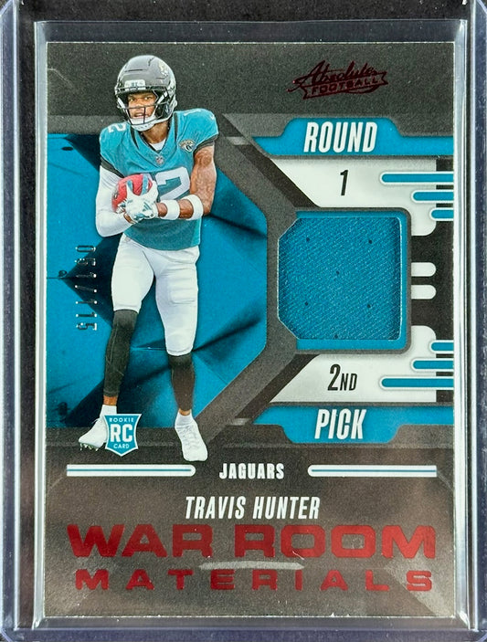 2025 Panini Absolute – Travis Hunter – War Room Materials #WRM-THR – Patch – Rookie – Round 1 Pick 2 – Jaguars