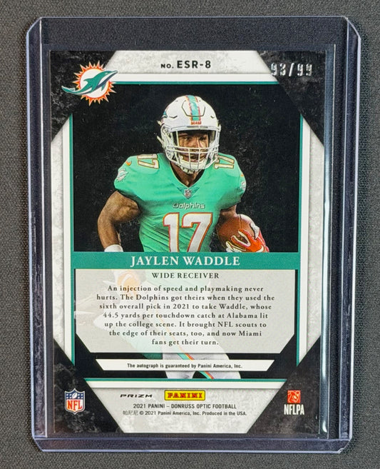 2021 Donruss Optic Elite Series Rookies Jaylen Waddle Auto #ESR-8 Silver Prizm /99 Dolphins