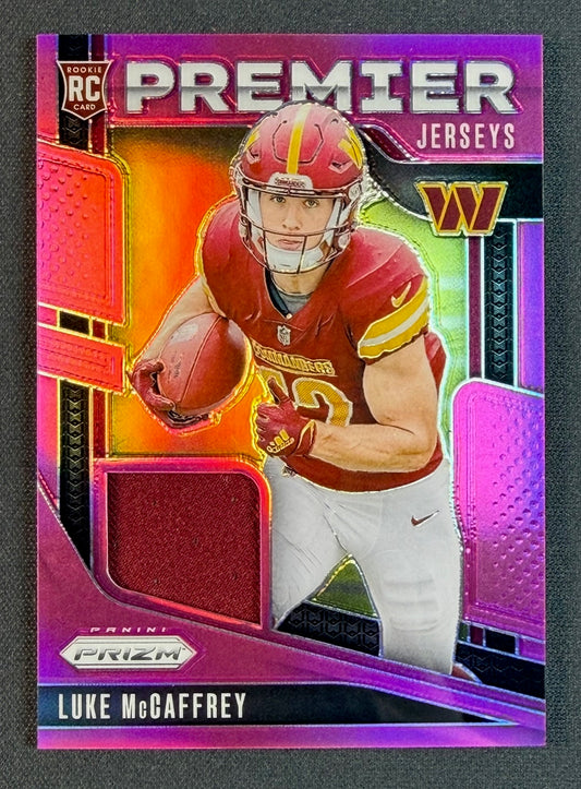 2024 Panini Prizm Luke McCaffrey RC Premier Jerseys Pink Prizm Patch Washington Commanders