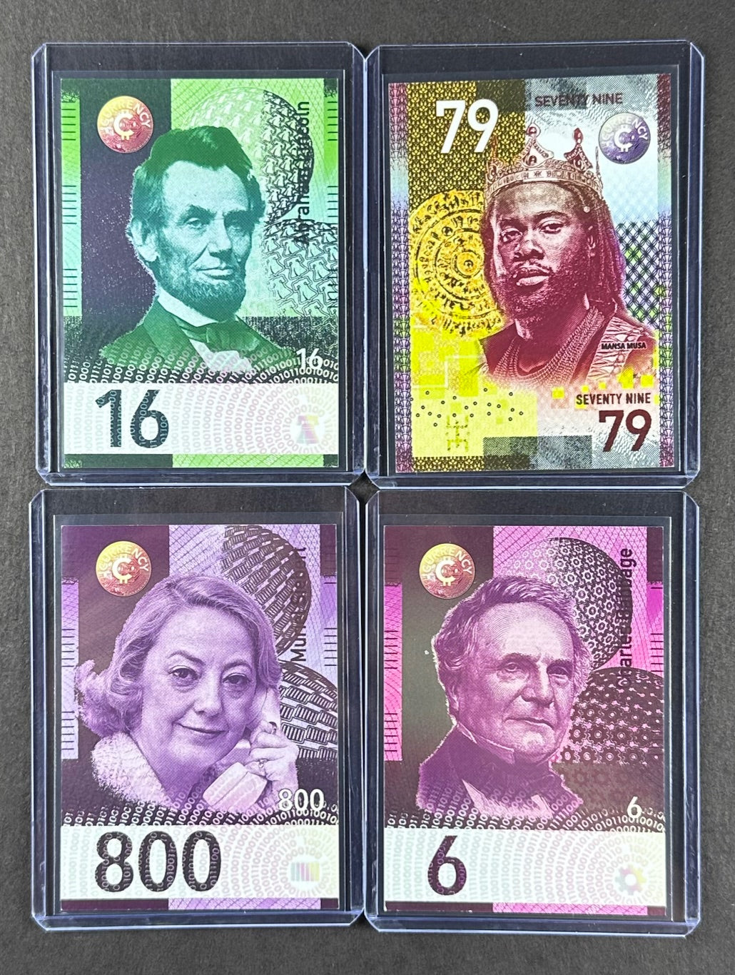 Cardsmiths Series 4 – 4-Card Historical Icons Bundle – Lincoln + Mansa Musa + Muriel Siebert + Charles Babbage