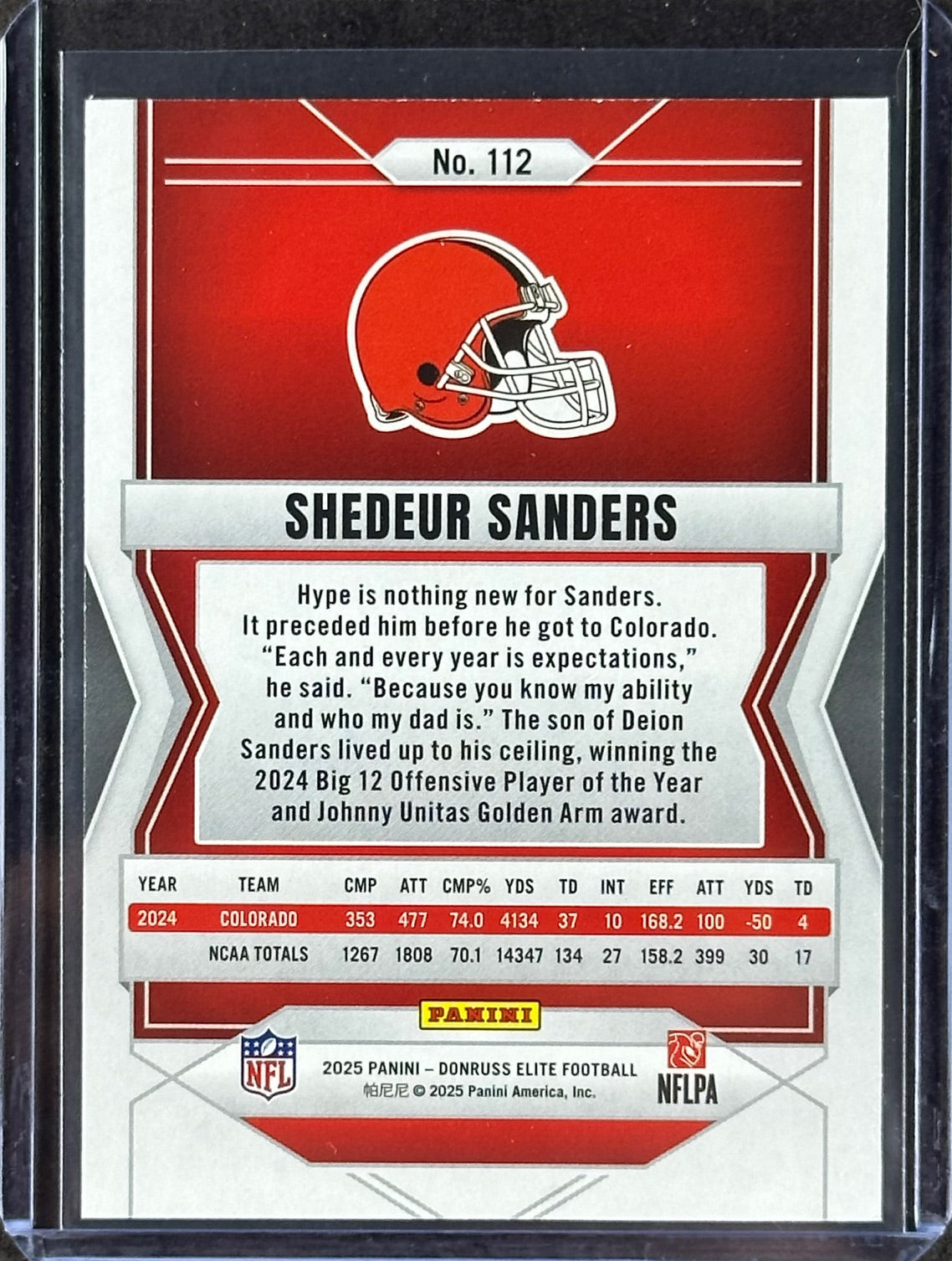 2025 Donruss Elite – Shedeur Sanders #112 – Blue 03/75 – Rookie – Cleveland Browns