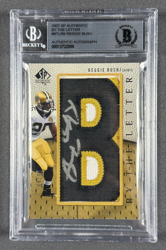 2007 SP Authentic By The Letter Reggie Bush “B” Patch Auto 04/15 – BGS Authentic – Saints